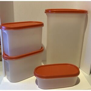 Vintage 4 Piece Tupperware Set‎ 12.25 Cup,(2) 2.75 Cup And 2 Cup Storage Bins